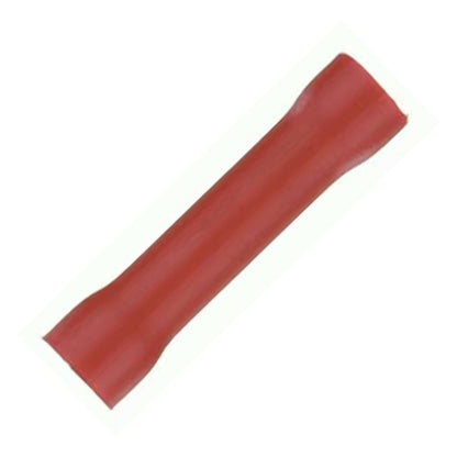 8 Gauge Red Vinyl Butt Connectors – 25 Pack (RVBC825 Equivalent)