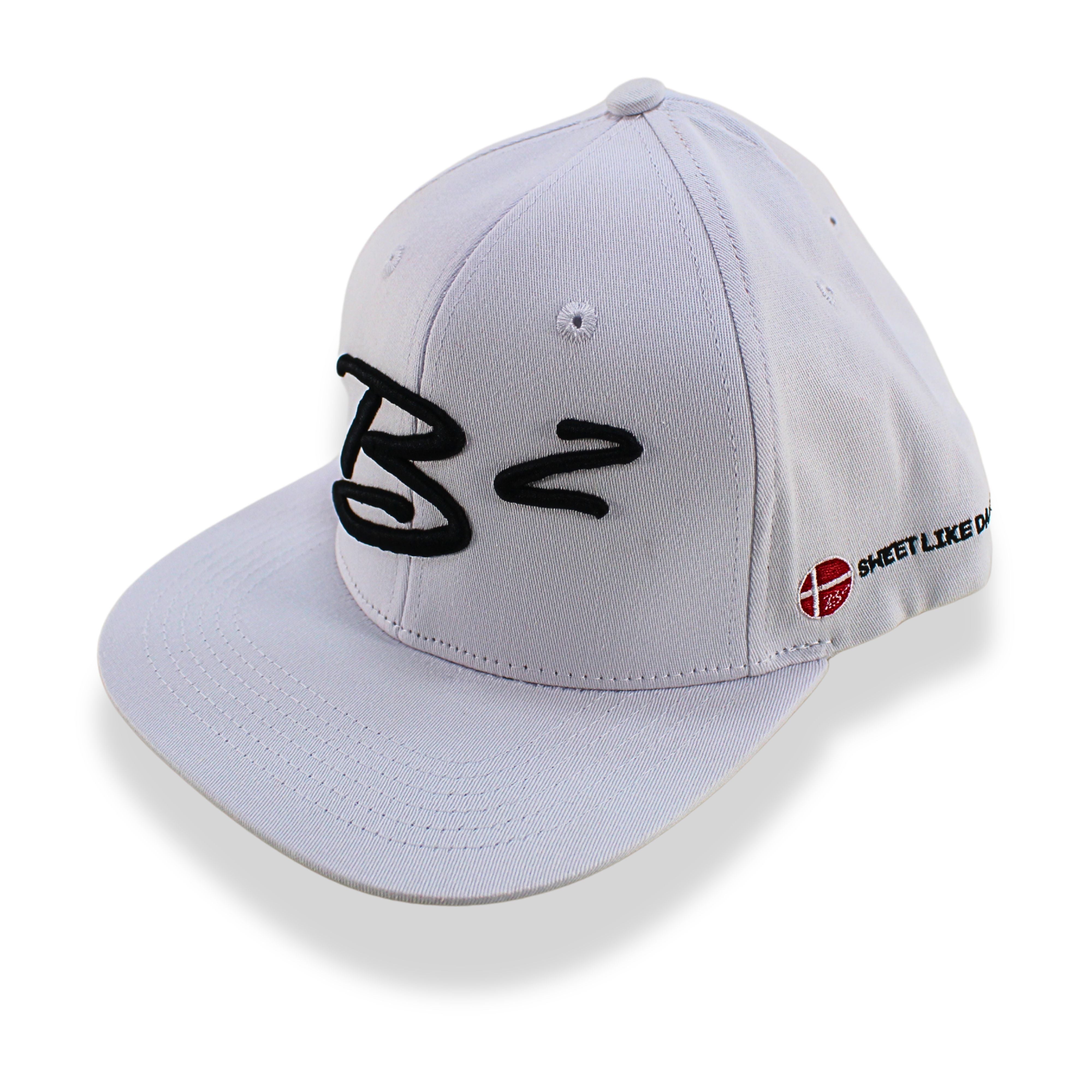 B2 Audio White Flex-Fit Classic, Flat-Bill Hat with 