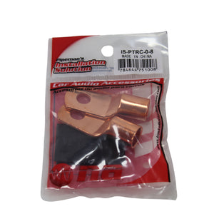 Pair of 0 Gauge Copper Ring Terminal Lugs 1/4 Inch Crimp Style Connectors