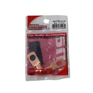 Pair of 4 Gauge Copper Ring Terminal Lugs 5/16 Inch Crimp Style Connectors