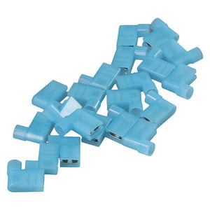 100 Pack 14 to 16 Gauge Blue Flag Spade Female Terminals 90 Degree Connectors