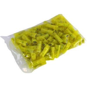100 Pack 12 to 10 AWG Yellow Nylon Female Quick Disconnects .250 Terminals