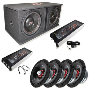 B2 Audio Full Car Audio Package DVPE212 Loaded Enclosure w/ RGB Amplifiers w/ 6.5" Speakers