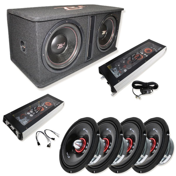 B2 Audio Full Car Audio Package DVPE212 Loaded Enclosure w/ RGB Amplifiers w/ 6.5" Speakers