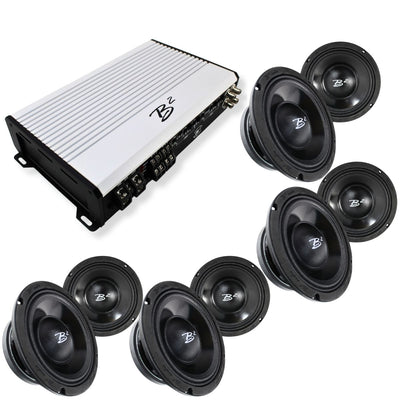 B2 Audio RAGE Combo 8x 8" Midrange Speakers + 1200W 4-Channel Amplifier