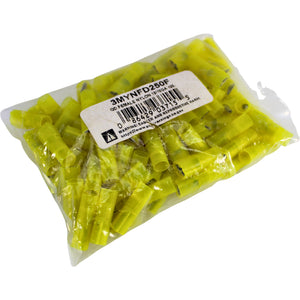 100 Pack 12 to 10 AWG Yellow Nylon Female Quick Disconnects .250 Terminals