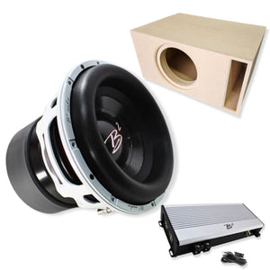 RAGEXL 12" D2 3500W RMS Subwoofer + S12ELITE Enclosure + 4800W Mono Amp B2 Audio