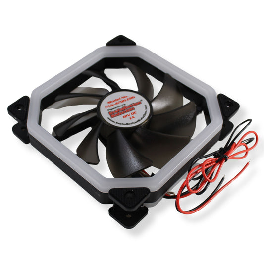 12 Volt Ultra Quiet Cooling Fan with RGB LED Lights for Electronics and Amplifiers