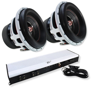 Dual RAGE V4 12" 2000W RMS D2 Subwoofers & RAGE 7800W RMS Mono Amplifier Package