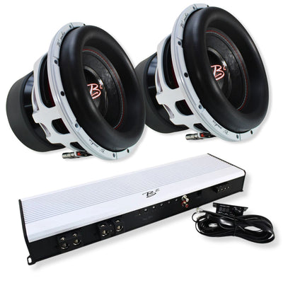 Dual RAGE V4 12" 2000W RMS D2 Subwoofers & RAGE 7800W RMS Mono Amplifier Package