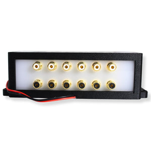 B2 Audio Cockbox 1-to-6 Pair RCA Splitter Distribution Block w/ RGB LED Lights