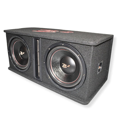 B2 Audio Dual 12" 1000W RMS Dual 2 Ohm Vented Loaded Subwoofer Enclosure DVPE212