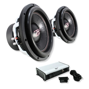 Dual B2 Audio RIOT V3 12" 2000W RMS Subs with RAGE 3500 Amp