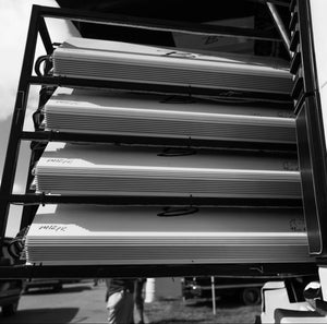 Close up of the amp rack in the B2 Audio Stormtrooper Hummer